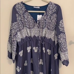 NWT Boho dusty blue midi dress
